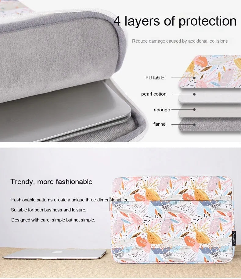 White PU leather waterproof laptop bag for 11-inch to 15-inch computers.