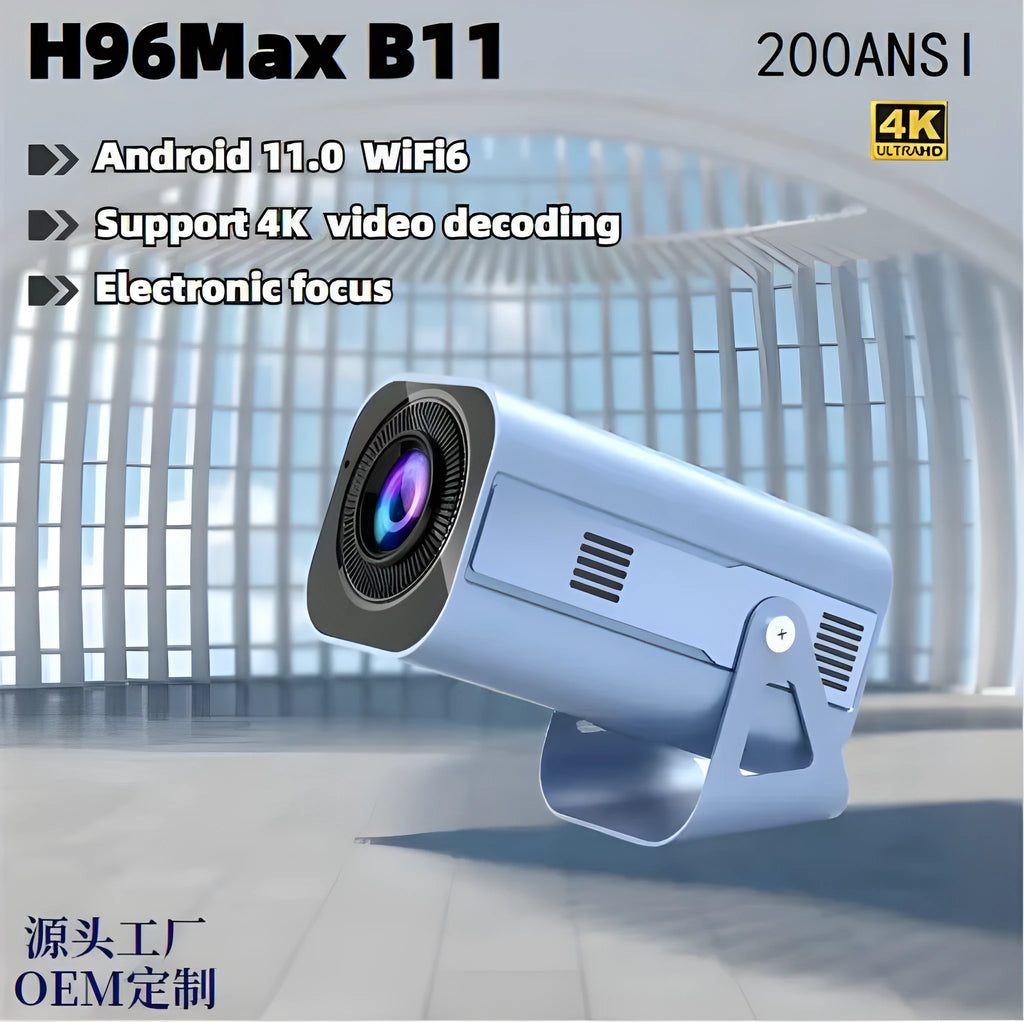 H96MaxB11 portable projector 200 lumens 4K HD with Android Wi-Fi and UK power supply