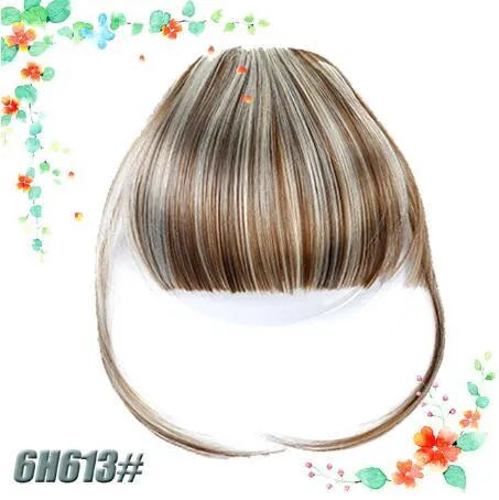 3D clip-in bangs hair extension with layered fringe and clip attachment in a selected shade
