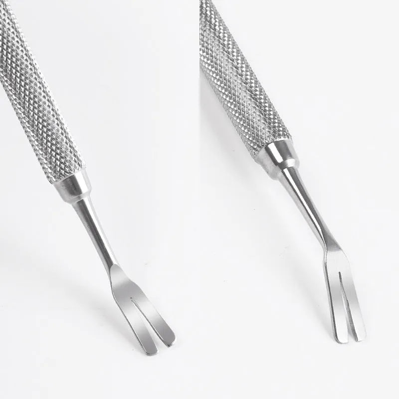 Silver stainless steel tick tweezers with fine-point tip for pet tick removal