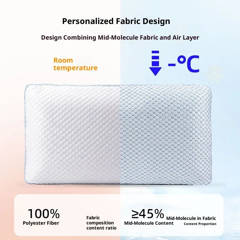 Cervical memory foam pillow 63x36x13.5cm with air layer cover in blue, white and blue, or white and grey