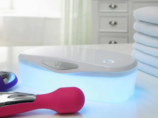 DORR portable UV disinfection box in ABS material with USB cable, showing compact size.