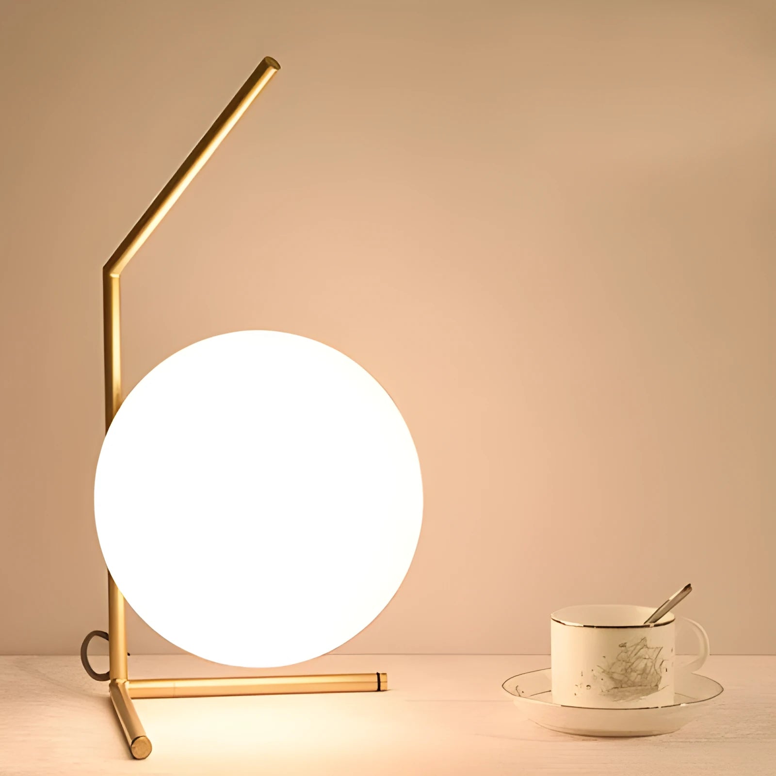 Creative glass shade LED desk lamp in one of three sizes with three-tone light and 1.5 metre cable.
