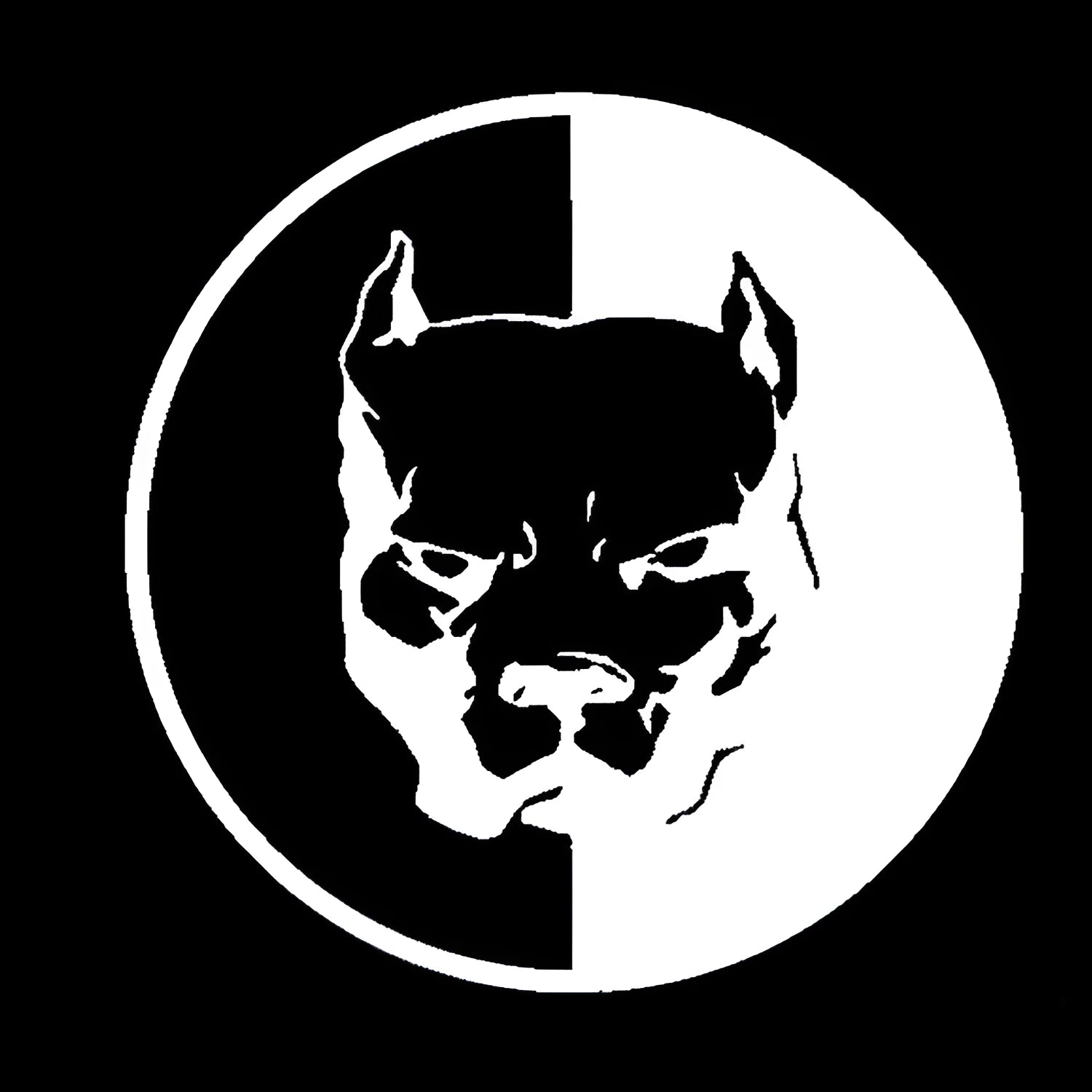 Reflective square car sticker with superhero Bulldog Dog R design, 12x12cm, in black, white, or red.