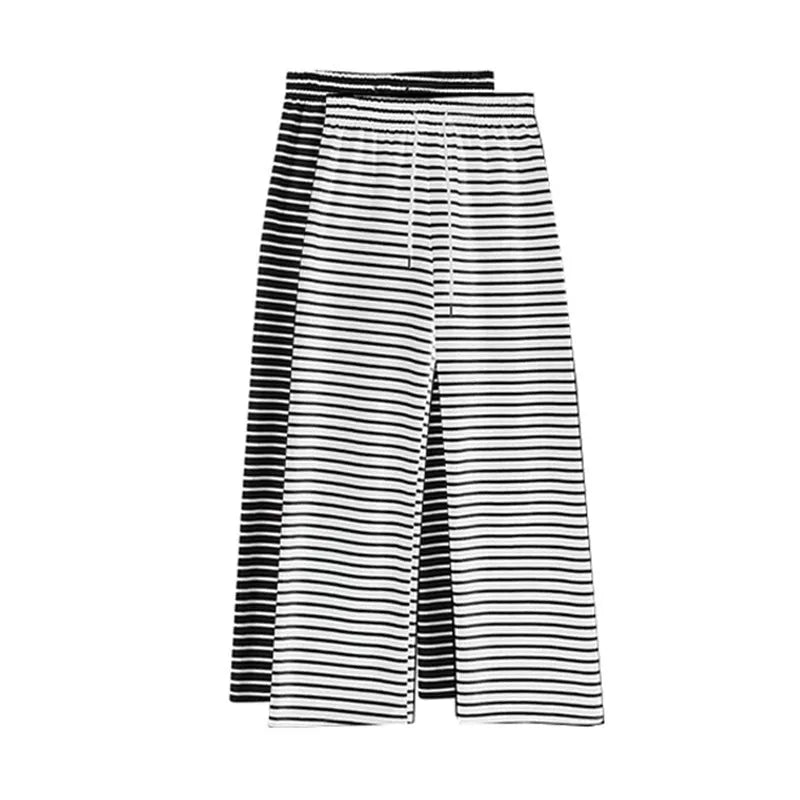 Wide-leg polyester casual pants in black or apricot, non-ironing, micro elasticity, sizes M to 5XL