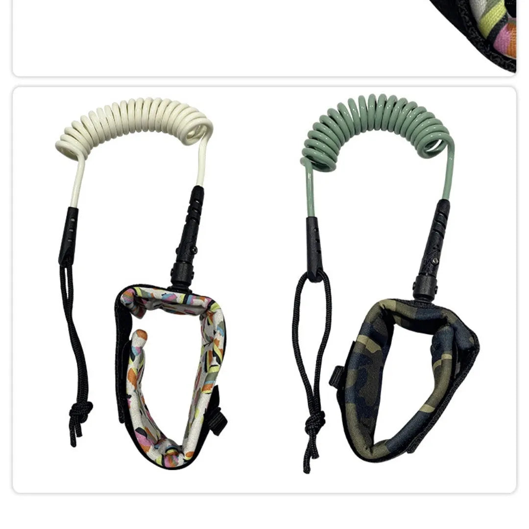 High elasticity pulp rope for securing a surfboard, shown in a random colour.
