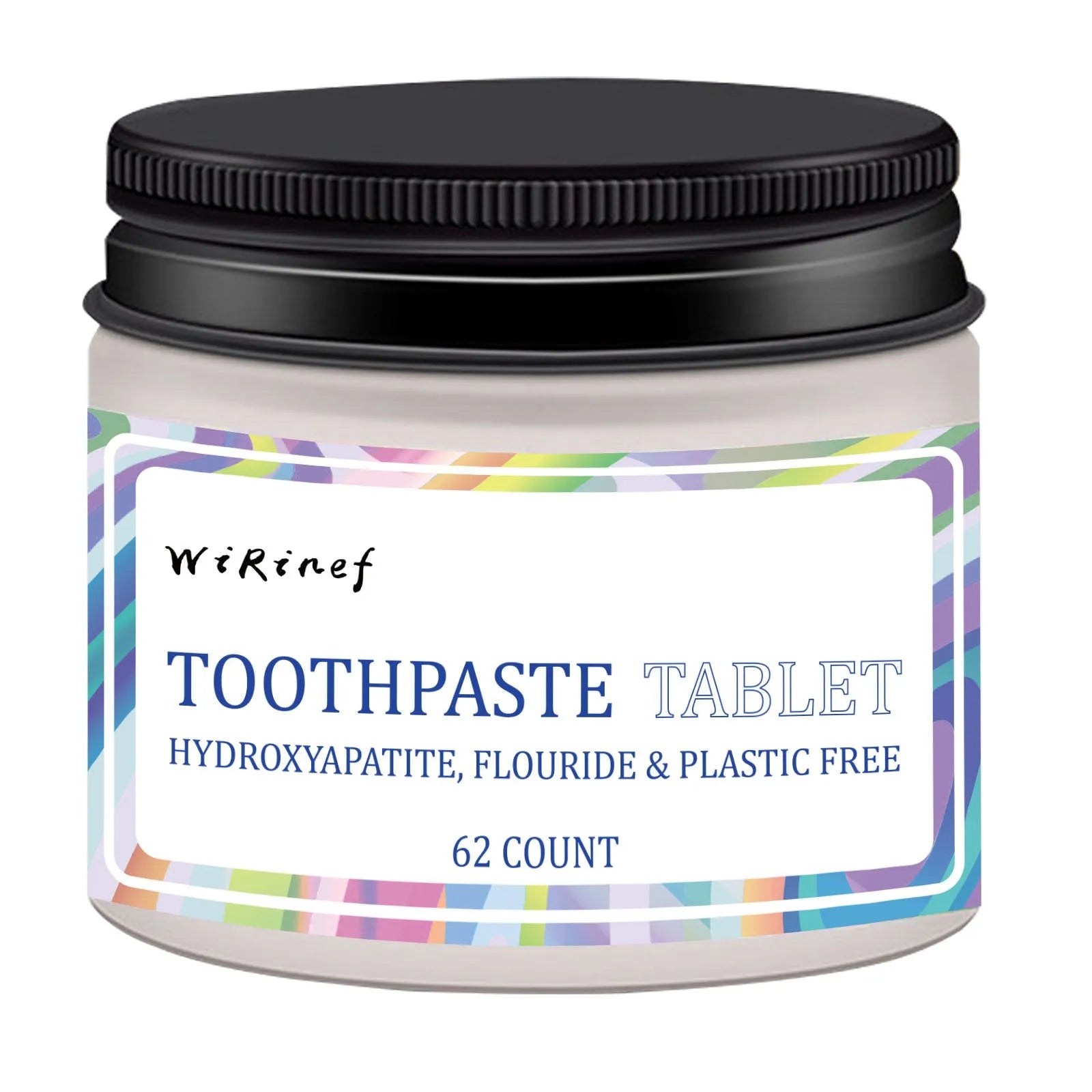 Pack of 62 solid, chewable portable toothpaste tablets for cleaning on the go