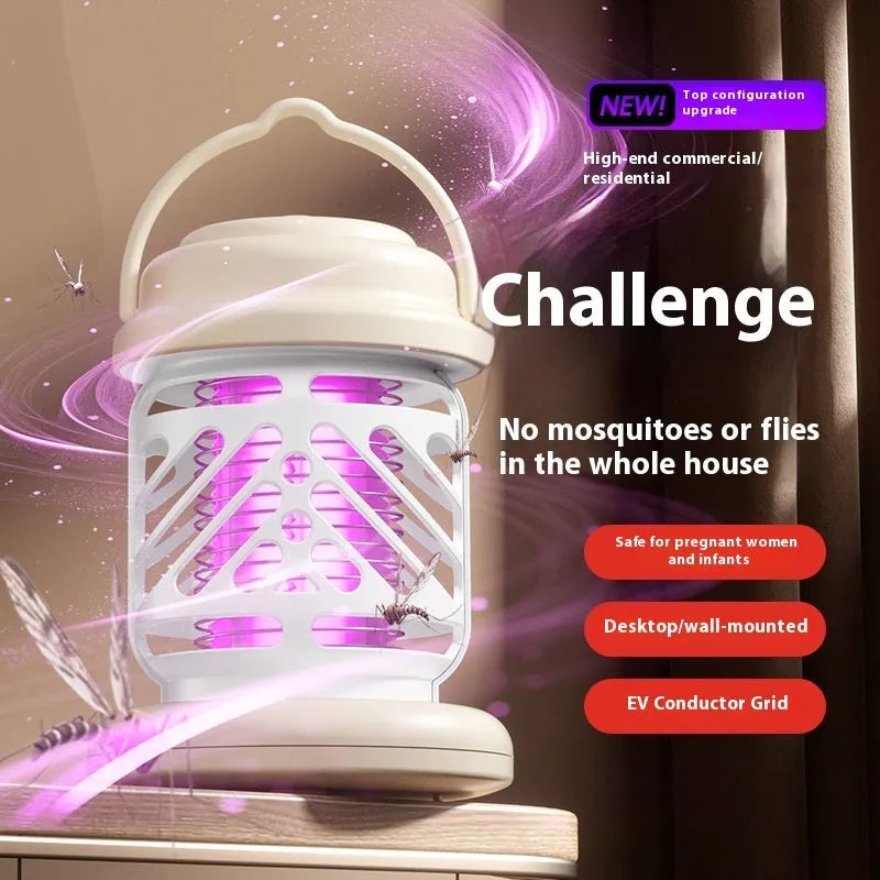 Outdoor rechargeable electric shock mosquito killing lamp in beige, blue and white options with ABS plastic body