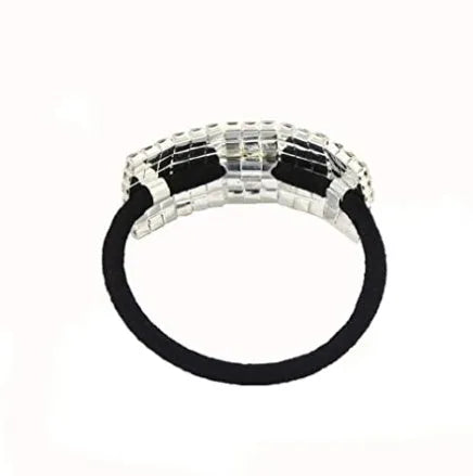 Set of three silver rhinestone hair rings with white crystal detail for women, Fashion OL style