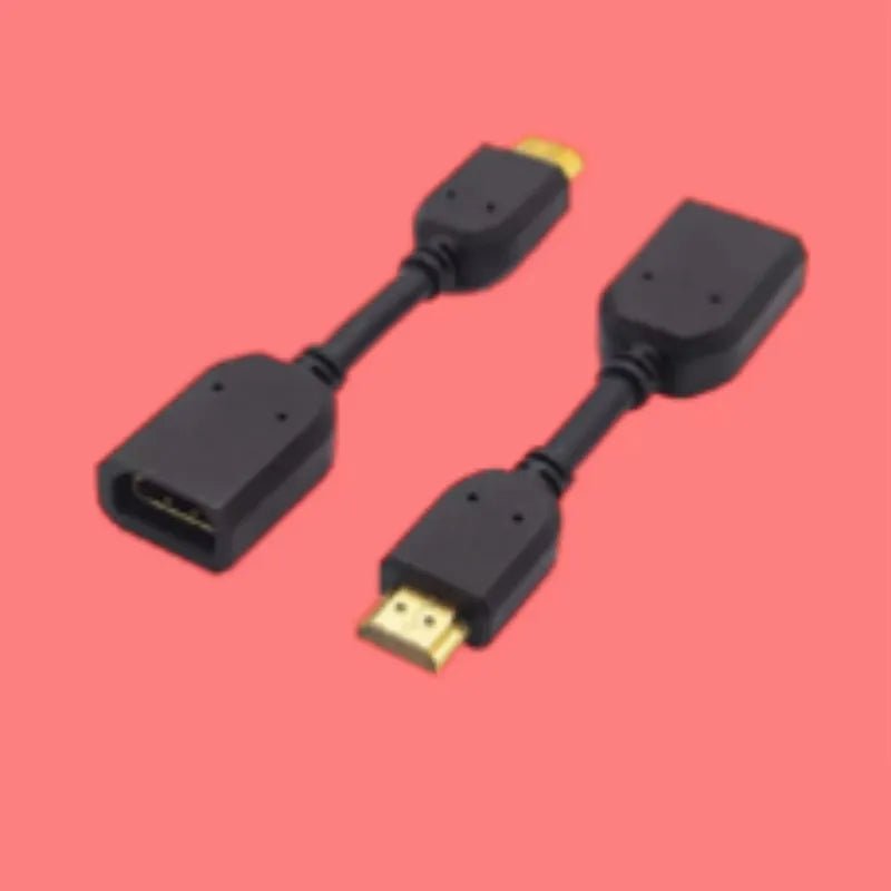 Black HDMI male to female extension cable 10cm length gold plated plug TPE jacket