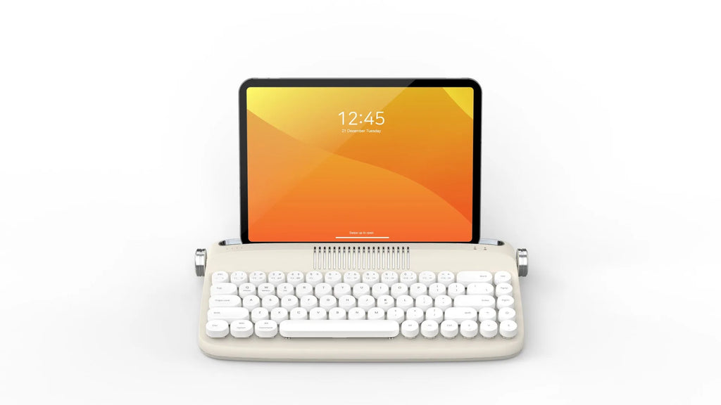 B307 rechargeable retro Bluetooth wireless keyboard in sand beige with ABS construction and retro design