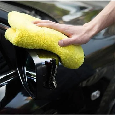 Two-colour double-sided microfibre car wash towel 30x30cm with silk banded edges