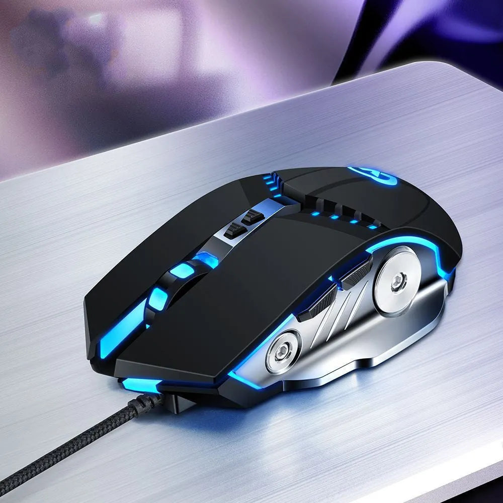 Game optical mouse USB silent light black rubber finish touch roller wired