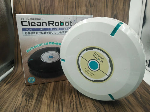 Black or white AC automatic sweeping robot vacuum cleaner on a hard floor.