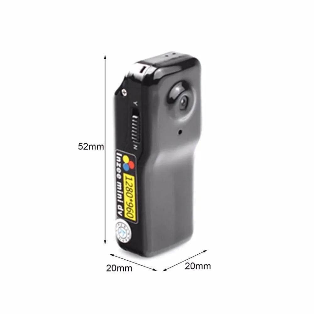 MD80 digital camera in black finish, compact wearable body for 480P video recording