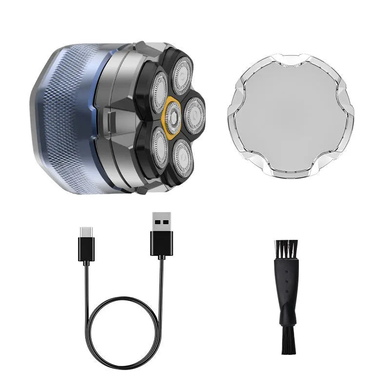 Men's hair clipper 6D magnetic suction six-blade rotary shaver digital display 8750 USB rechargeable
