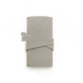Brown soft leather square jewellery storage pouch measuring 12cm by 12cm