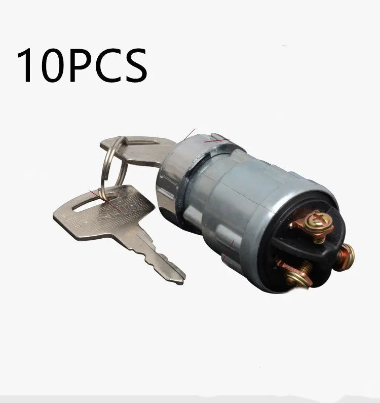 Pure copper car ignition switch with a key for trucks and forklifts.