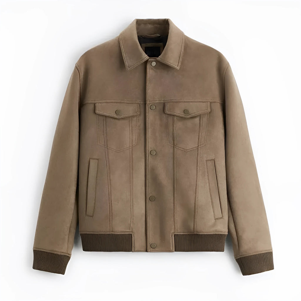 British style long sleeve velvet commuter jacket in mink colour