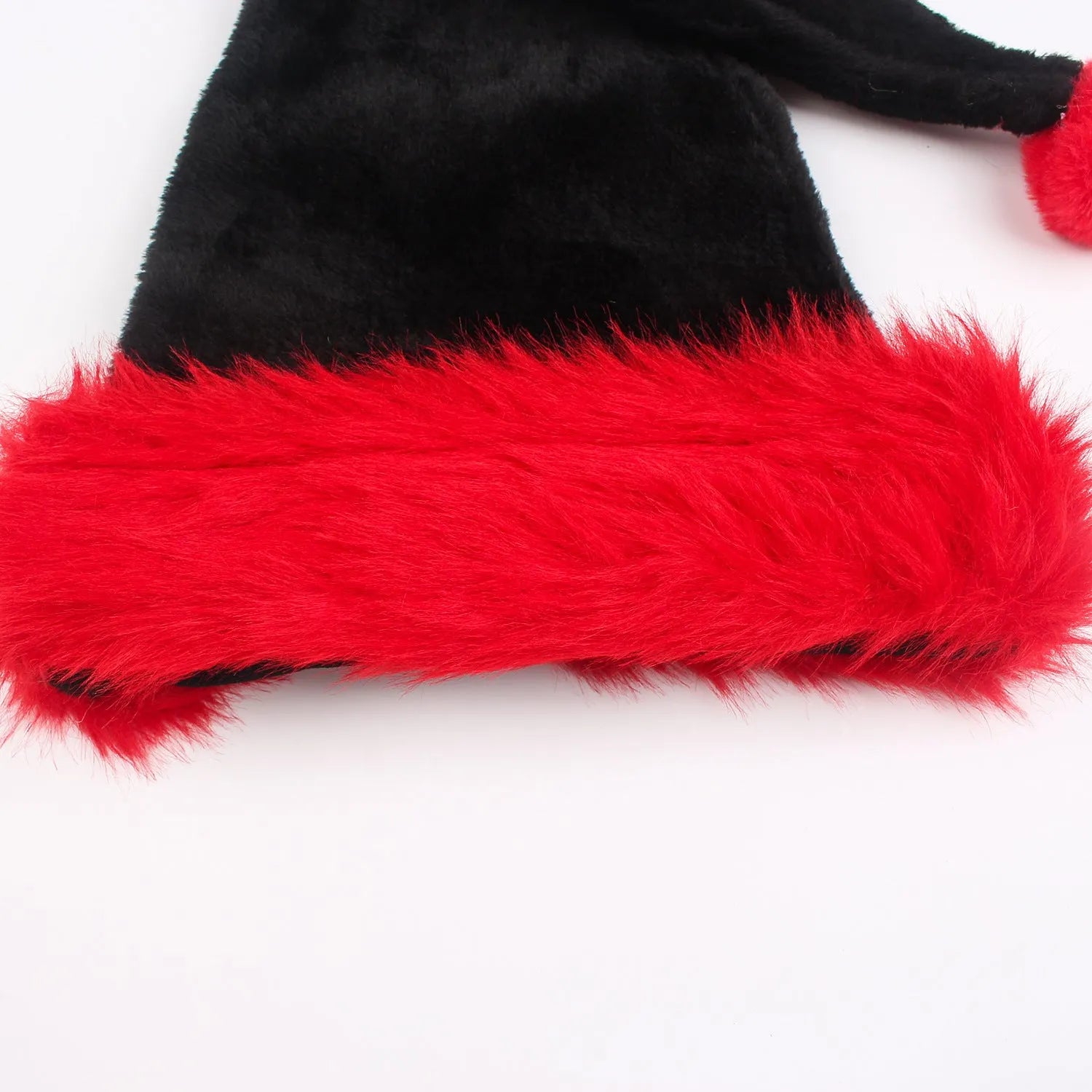 Plus-sized black plush Christmas hat with European classical styling for festive seasonal wear