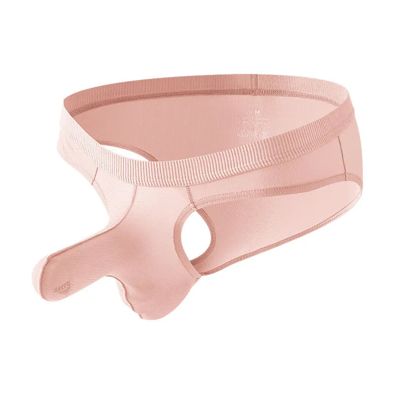 Men's low waist ice silk briefs in five colours showing the briefs style.