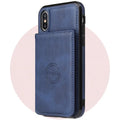 Imitation leather card wallet phone case for iPhone shown in multiple colours