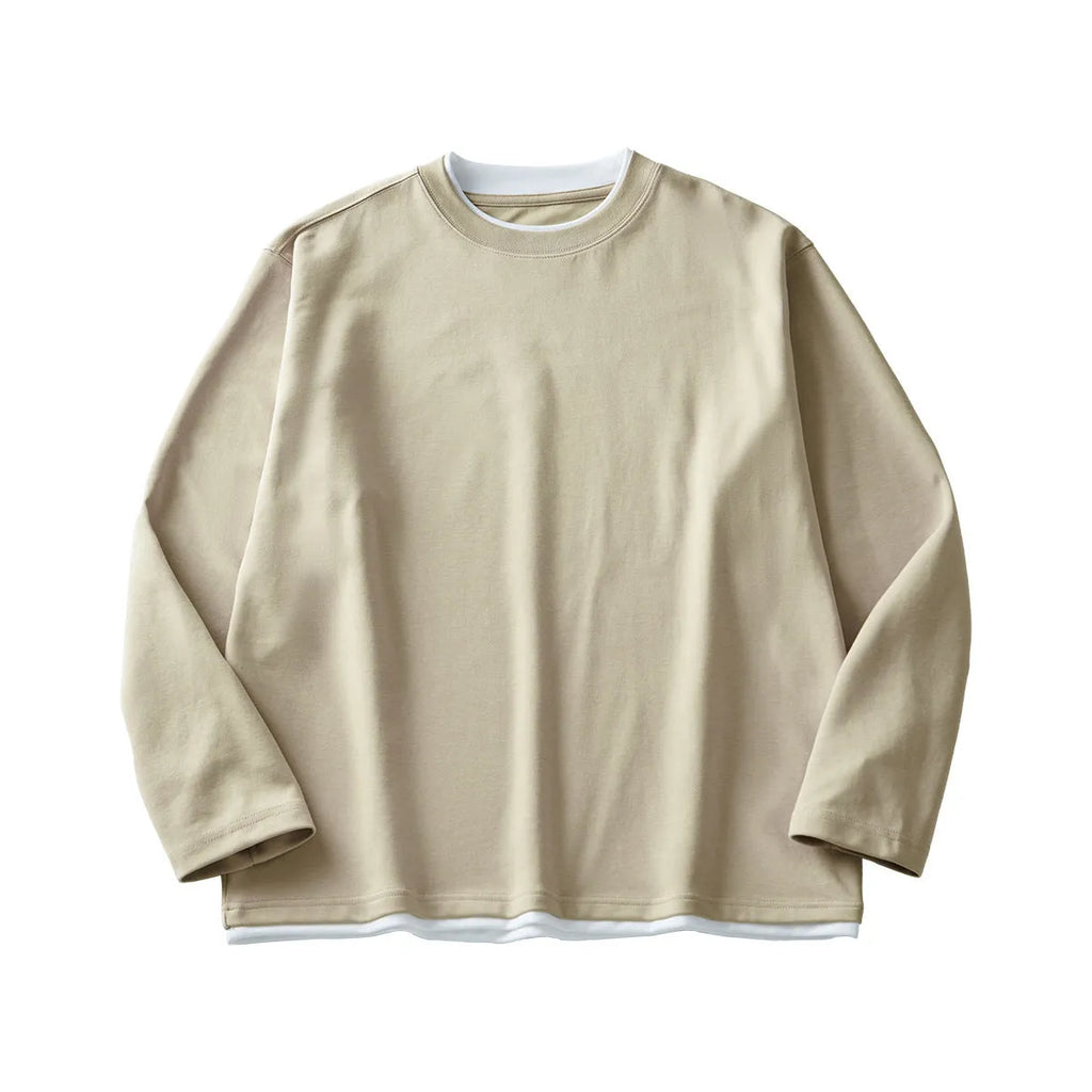 Men's loose fit long-sleeved cotton blend t-shirt in multiple colours