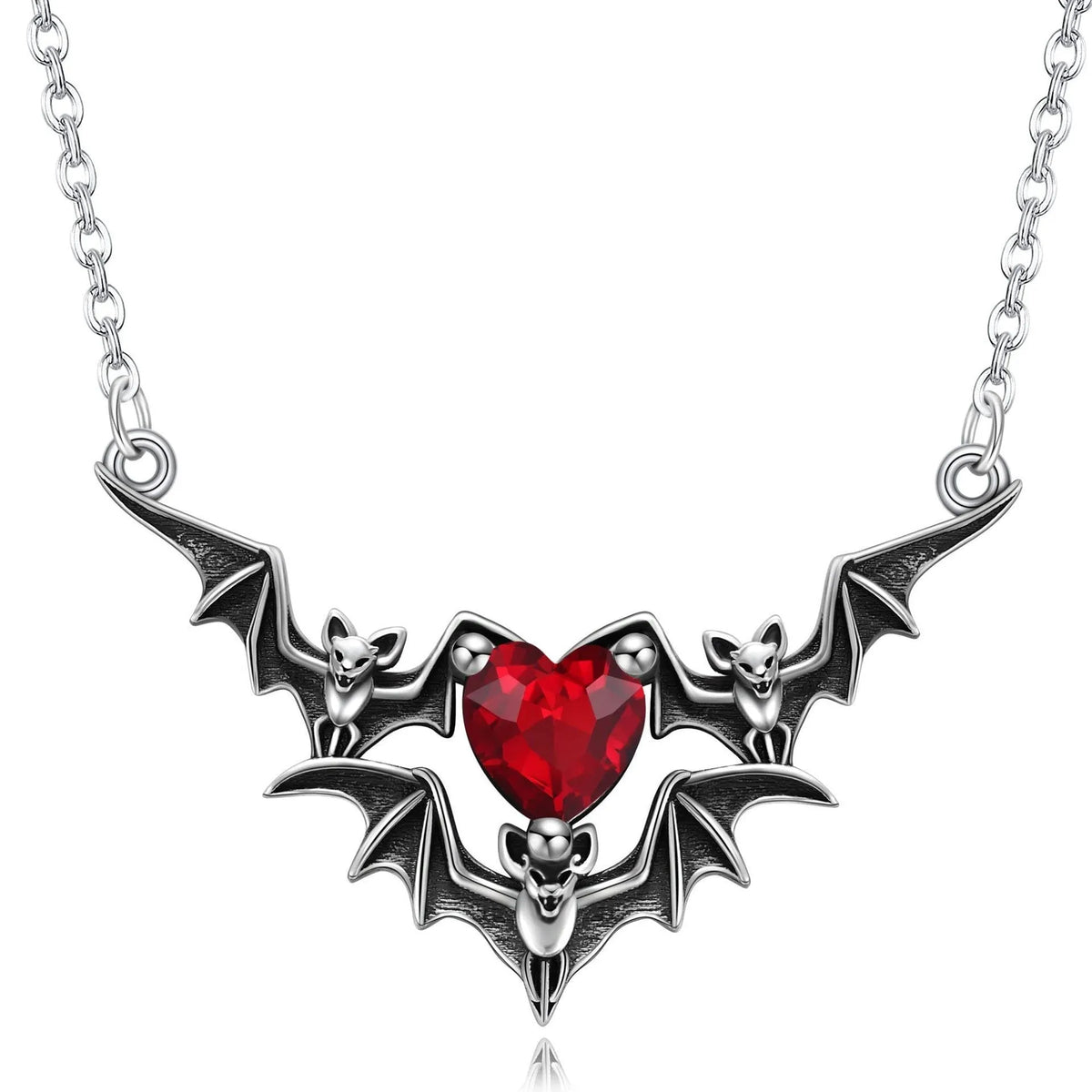 Dark red heart-shape ghost claw pendant necklace on a copper O-ring chain, 41-50cm, unisex