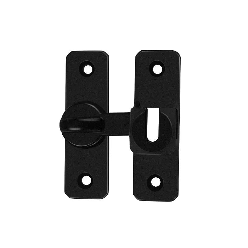 Aluminium alloy punch-free door latch in silver finish with screws for 90 and 180 degree doors.