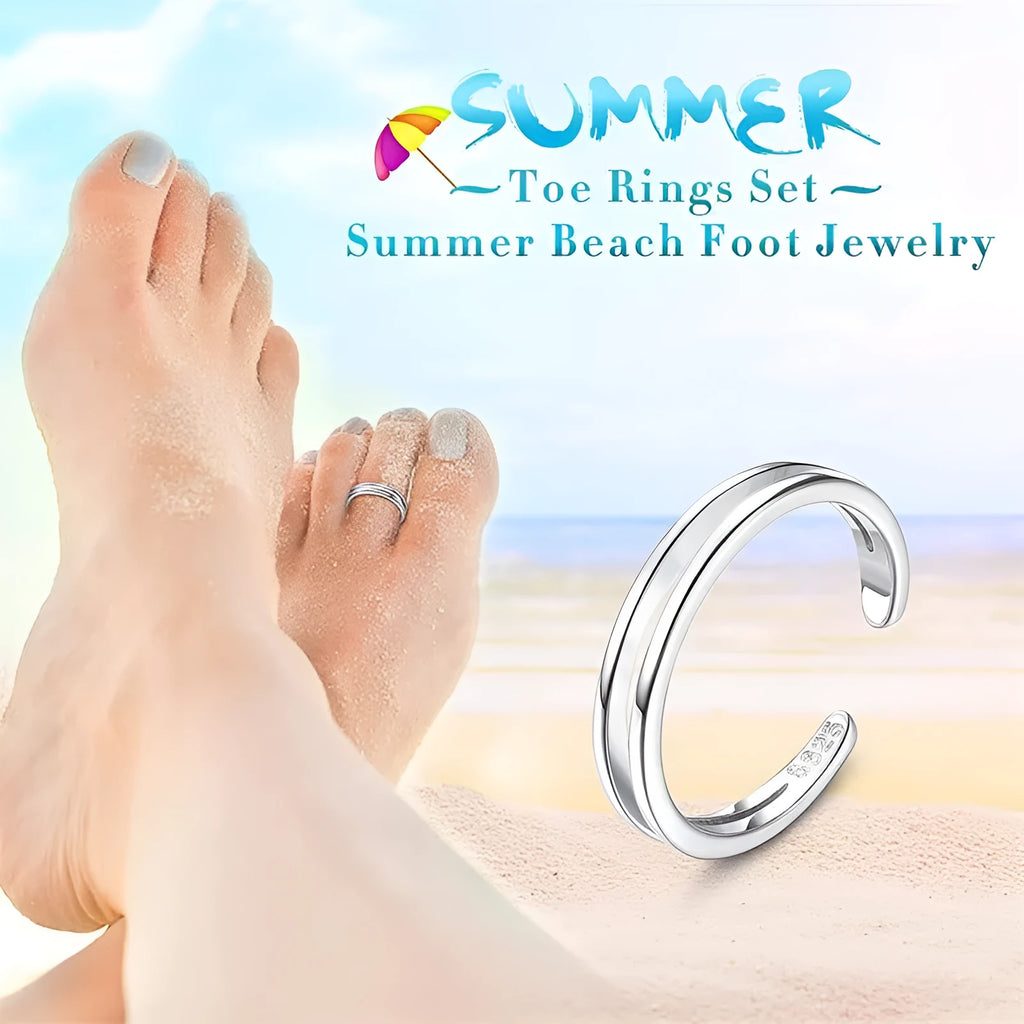 Silver open foot ring for women with adjustable opening bow shape and English letter detail