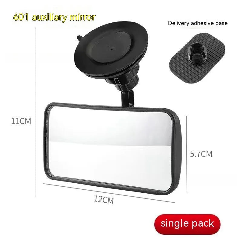 Black 360-degree rotation rearview mirror for cars with ABS glass construction and sucker mounting