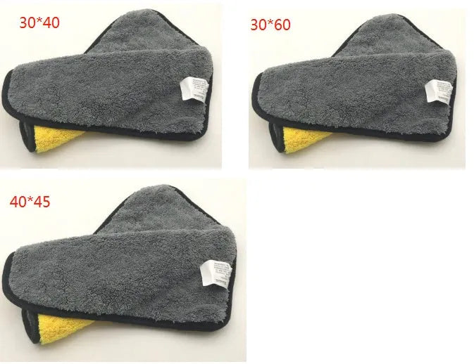 Two-colour double-sided microfibre car wash towel 30x30cm with silk banded edges