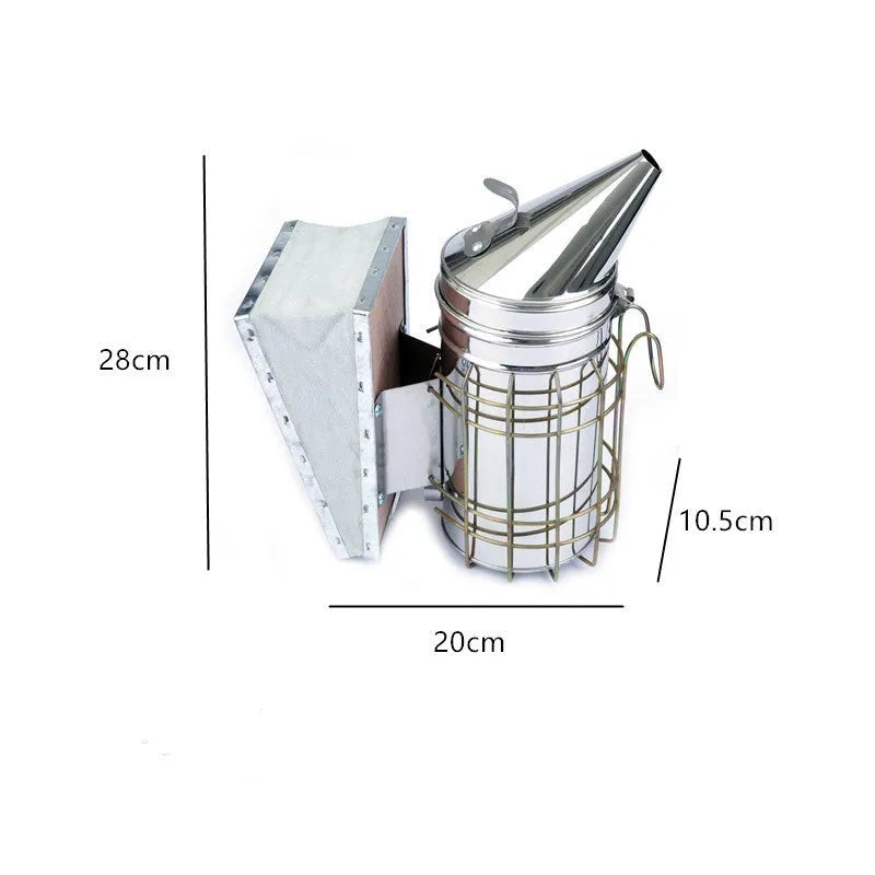 Stainless steel manual bee smoker with leather bellows for beekeeping