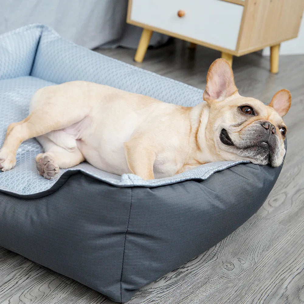 Dog bed with removable cover in small, medium, and large sizes for pets up to 30kg