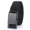 Men's magnetic buckle casual belt in polyester fibre with alloy buckle, showing 125cm length and ordinary width