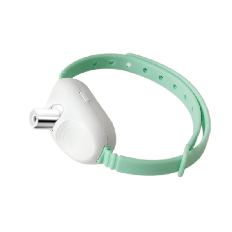 Green interactive laser cat collar with USB charging port and adjustable buckle