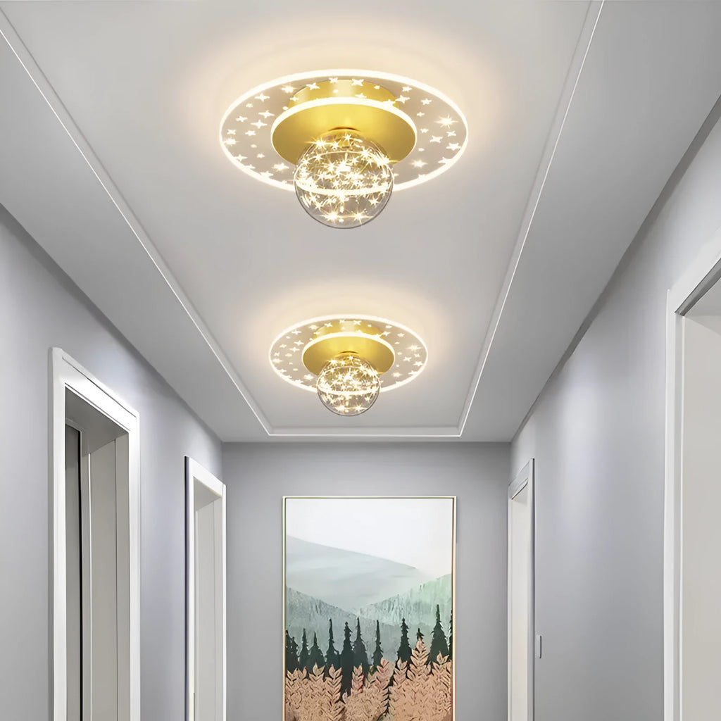 Modern ceiling lamp with three-colour LED lighting for corridors and hallways