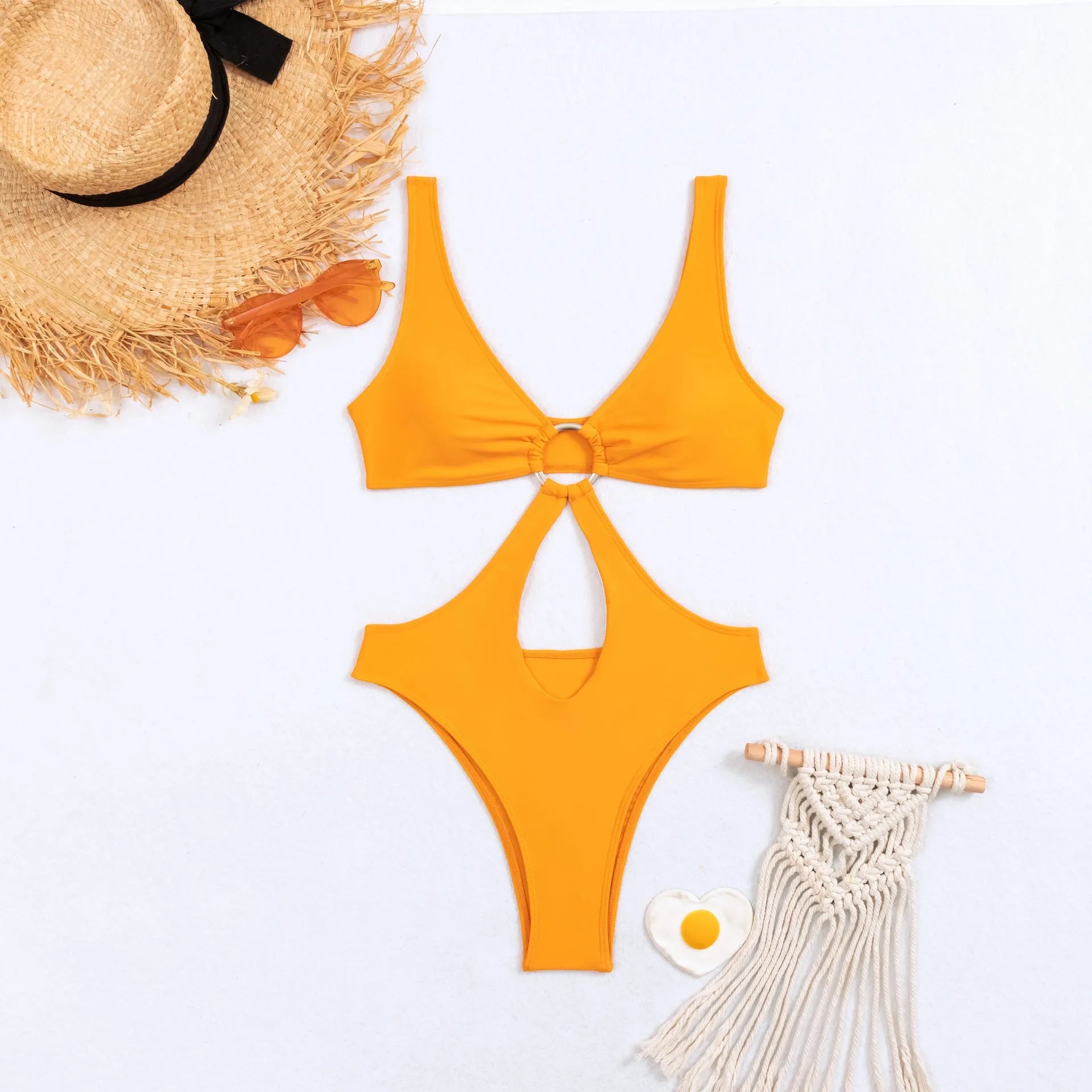 Women's black triangle one piece swimsuit sleeveless design nylon fabric