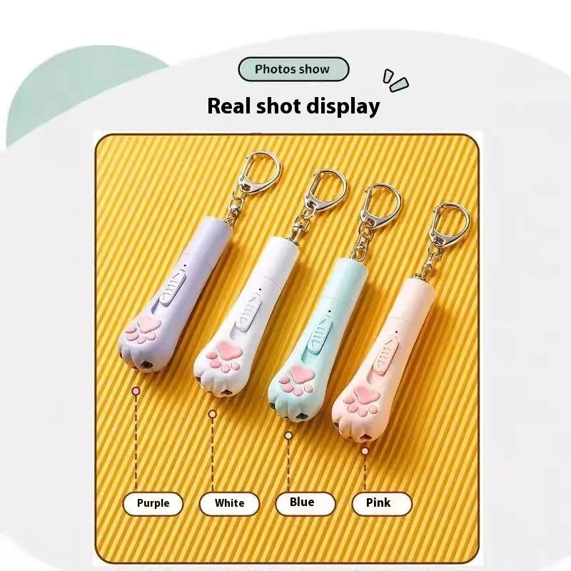 Interactive rechargeable cat teaser toy with flexible wand, shown in sky blue colour
