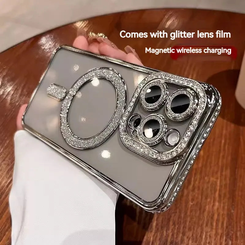 Edge Drill magnetic transparent TPU phone case in champagne gold for iPhone