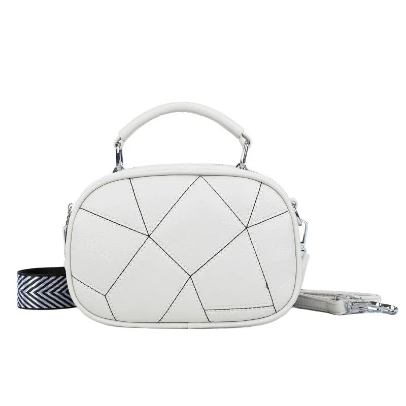 Retro three-layer patchwork small bag, PU exterior, polyester lining, 20x15cm, available in five colours