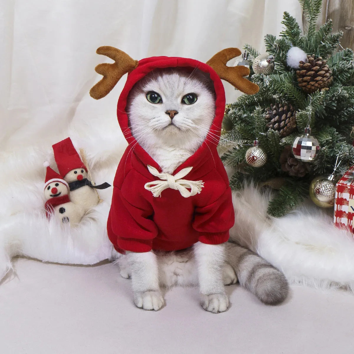 Red polyester cotton Halloween elk Christmas pet costume for dogs and cats