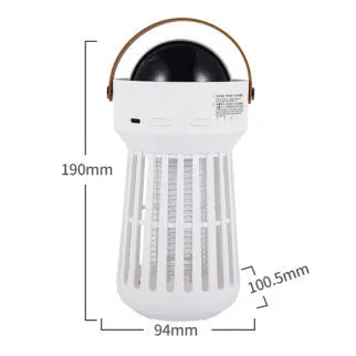White electric mosquito killer lamp with star projection feature and a folding carry handle.