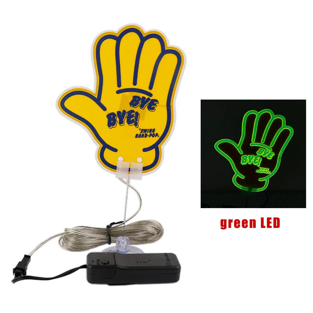 Car interior hanging decorative light cartoon battery version in white with Good Luck text