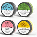4-pack set of Dead Sea mud clay face masks with green tea, turmeric and rose clay ingredients