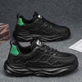 Men's white and black breathable mesh casual shoes with round toe and PU mesh upper