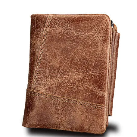 Retro genuine leather wallet for man with multiple card slots in brown colour