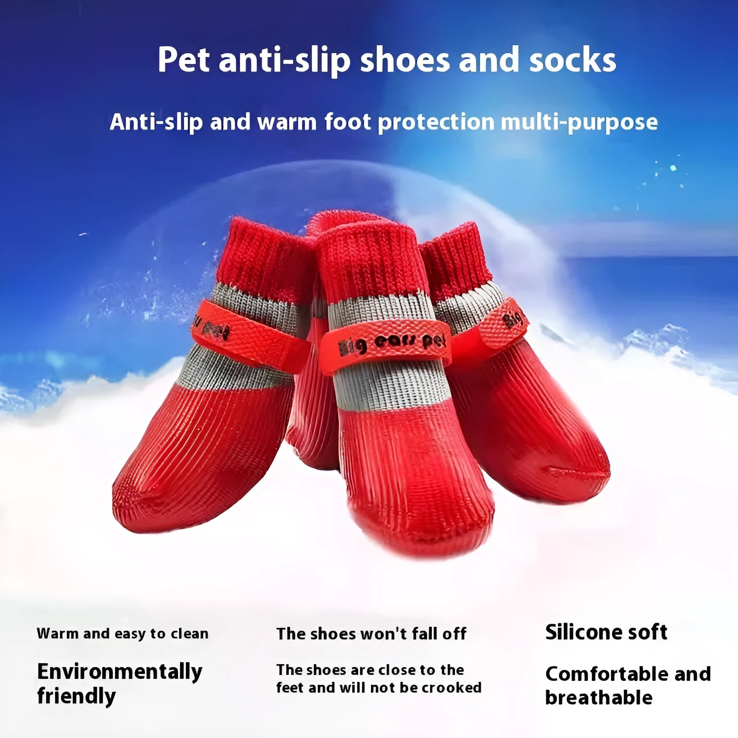 Pet dog soft bottom anti-scratch shoe cover in black on a light-coloured floor showing non-slip sole