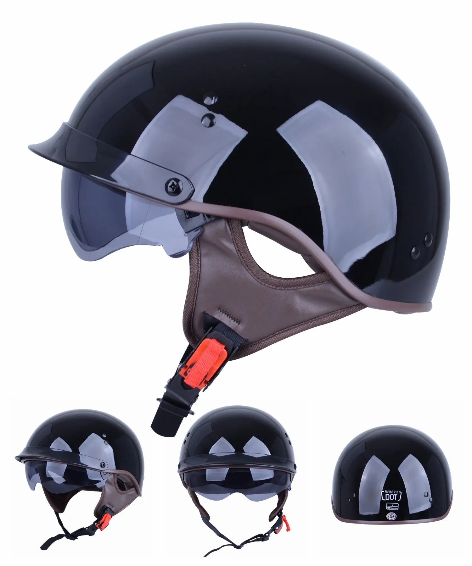 Retro full-face motorcycle helmet in ABS material, available in multiple colours for commuting