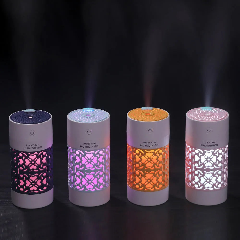 Lucky USB humidifier with 250ML water bottle, 35ML/H spray and DC5V 2W input, shown in Black